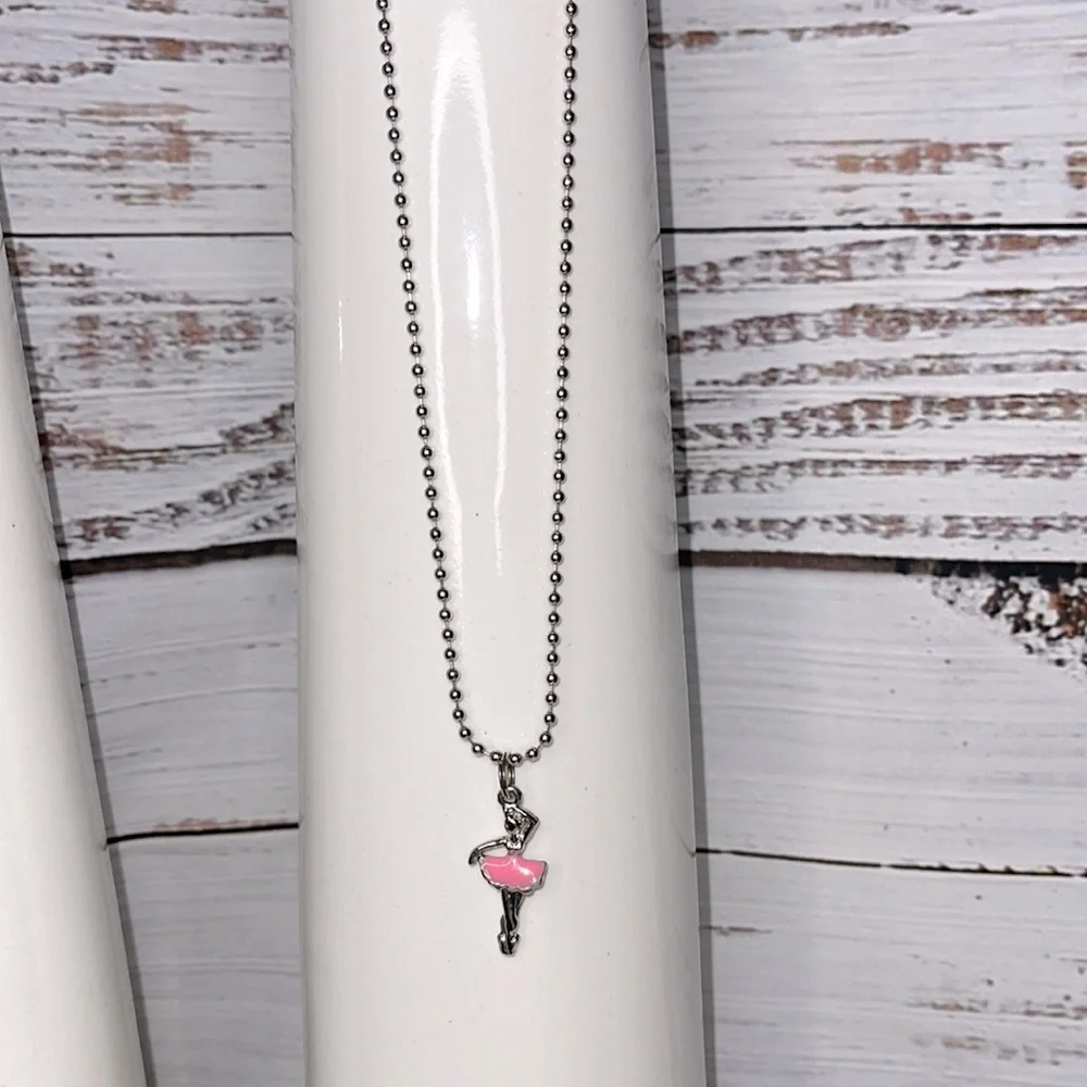 🔥 BEING DONATED Pink Ballerina Charm Necklace Ballerina Pendant Necklace